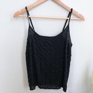 Forever 21 Beaded Tank Top Embellished Black Small